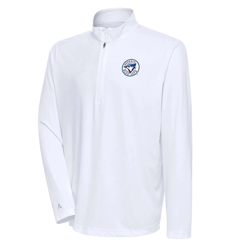 Men's Antigua White Dunedin Blue Jays Tribute Quarter-Zip Pullover Top