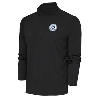 Men's Antigua Charcoal Dunedin Blue Jays Tribute Quarter-Zip Pullover Top