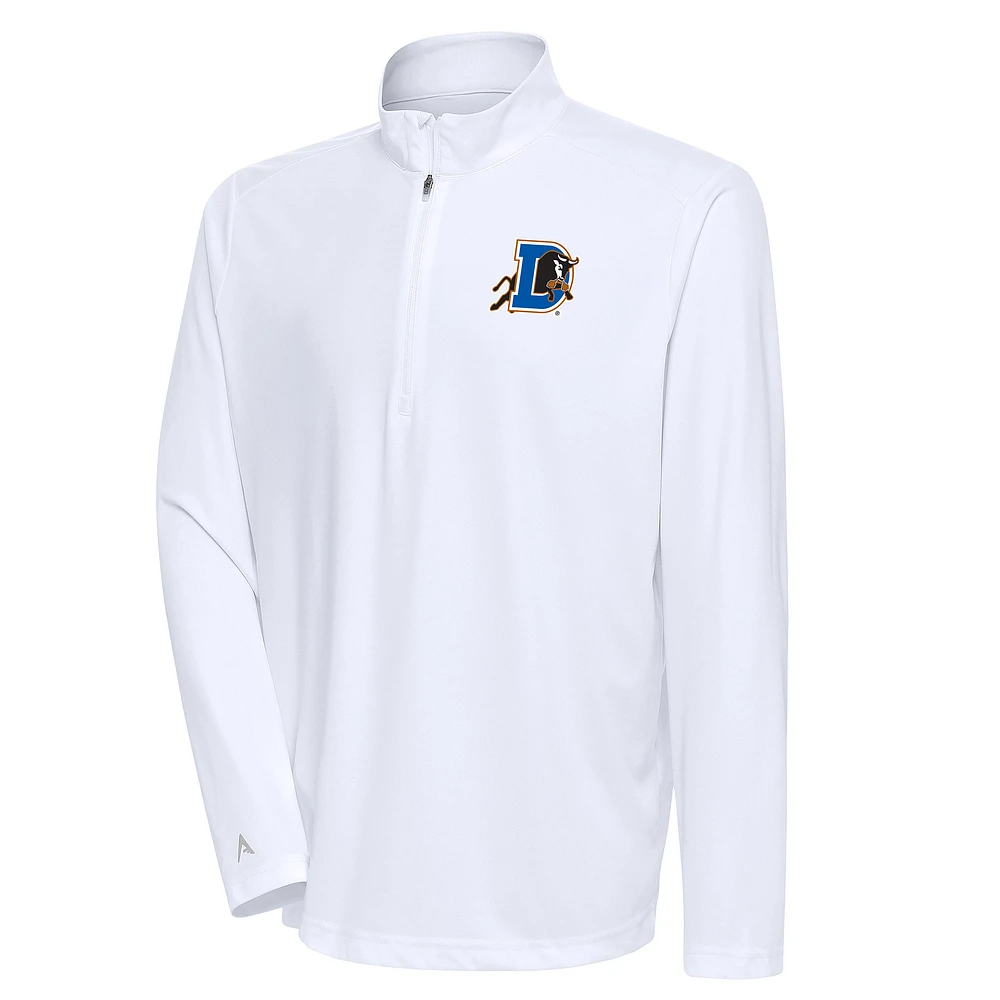 Men's Antigua White Durham Bulls Tribute Quarter-Zip Pullover Top