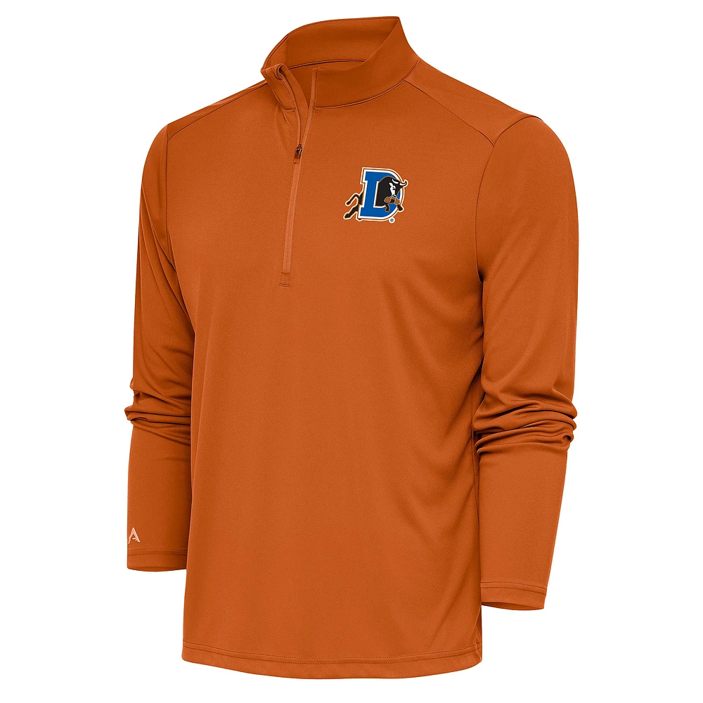 Men's Antigua Burnt Orange Durham Bulls Tribute Quarter-Zip Pullover Top