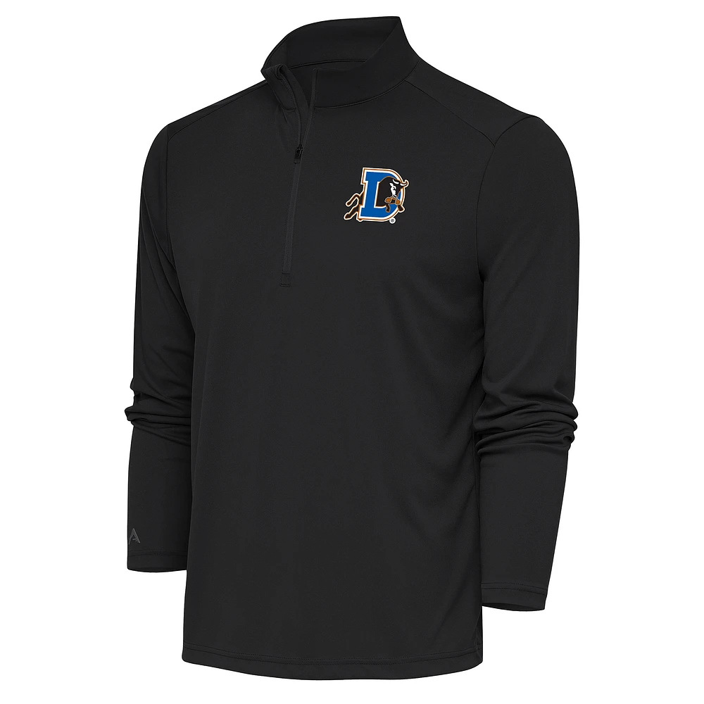 Men's Antigua Charcoal Durham Bulls Tribute Quarter-Zip Pullover Top