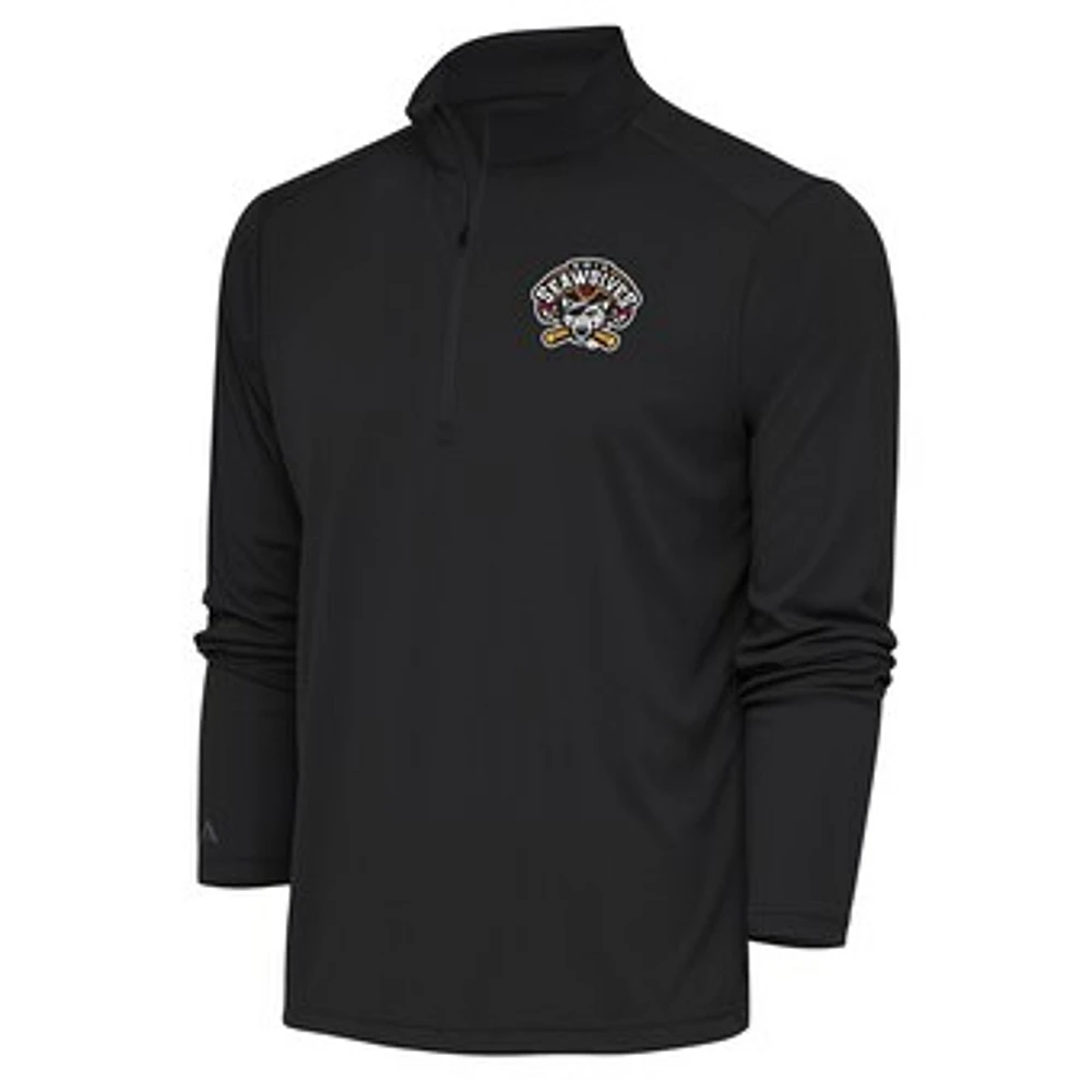 Men's Antigua Charcoal Erie SeaWolves Tribute Quarter-Zip Pullover Top