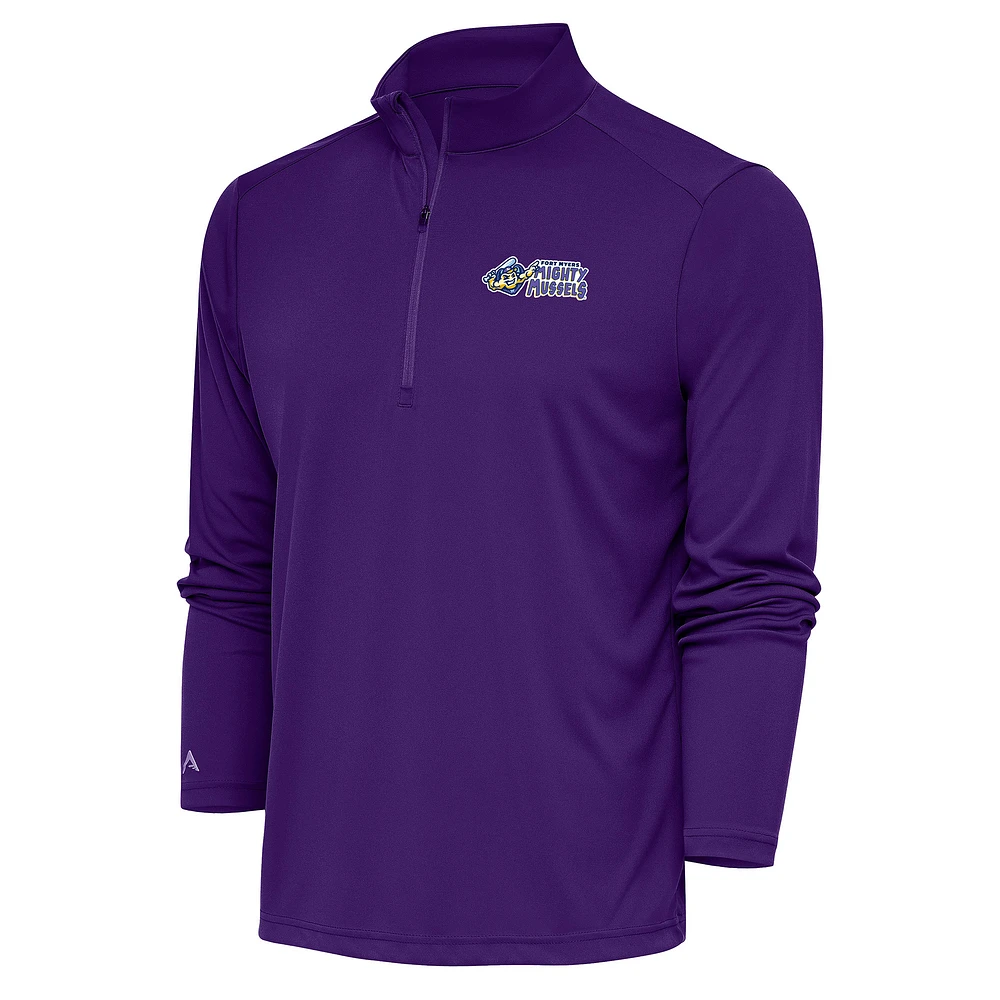 Men's Antigua Fort Myers Mighty Mussels Tribute Quarter-Zip Pullover Top