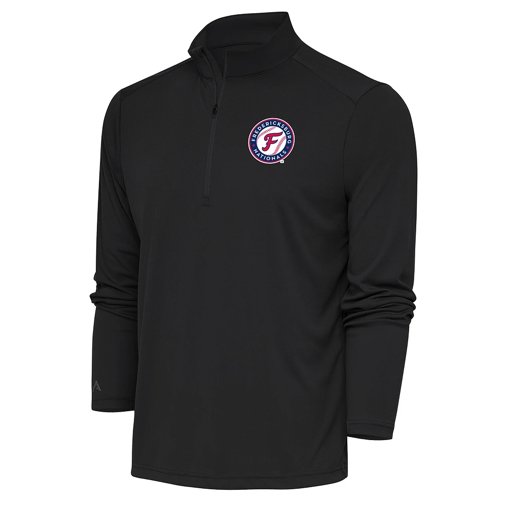 Men's Antigua Charcoal Fredericksburg Nationals Tribute Quarter-Zip Pullover Top