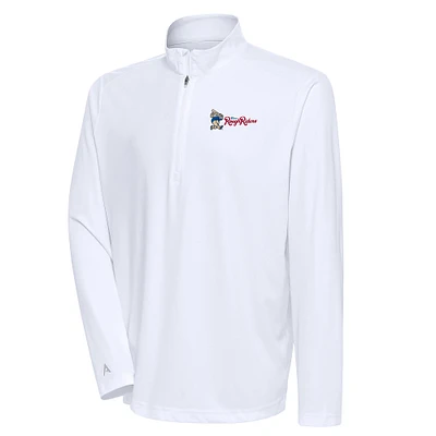 Men's Antigua White Frisco RoughRiders Tribute Quarter-Zip Pullover Top