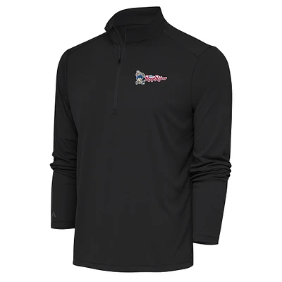 Men's Antigua Charcoal Frisco RoughRiders Tribute Quarter-Zip Pullover Top