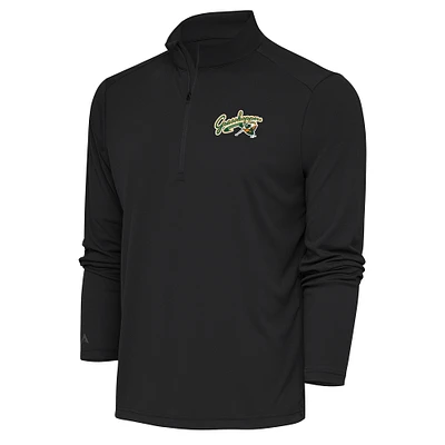 Men's Antigua Charcoal Greensboro Grasshoppers Tribute Quarter-Zip Pullover Top