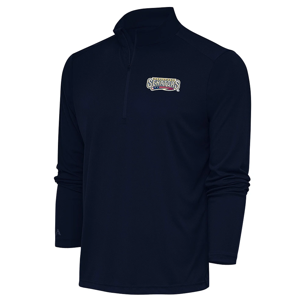 Men's Antigua Navy Harrisburg Senators Tribute Quarter-Zip Pullover Top