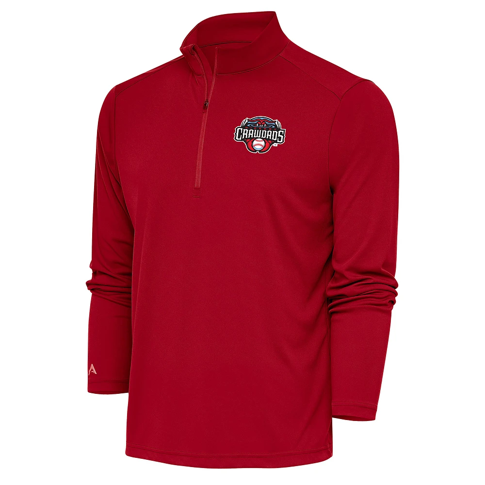 Men's Antigua Hickory Crawdads Tribute Quarter-Zip Pullover Top