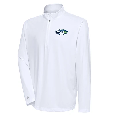 Men's Antigua White Hillsboro Hops Tribute Quarter-Zip Pullover Top