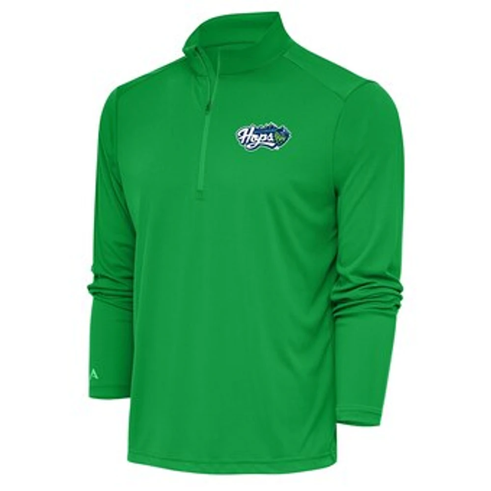 Men's Antigua Kelly Green Hillsboro Hops Tribute Quarter-Zip Pullover Top