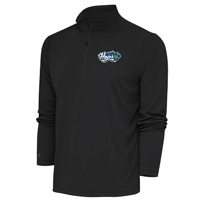 Men's Antigua Charcoal Hillsboro Hops Tribute Quarter-Zip Pullover Top