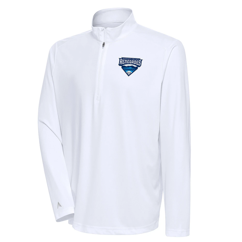 Men's Antigua White Hudson Valley Renegades Tribute Quarter-Zip Pullover Top