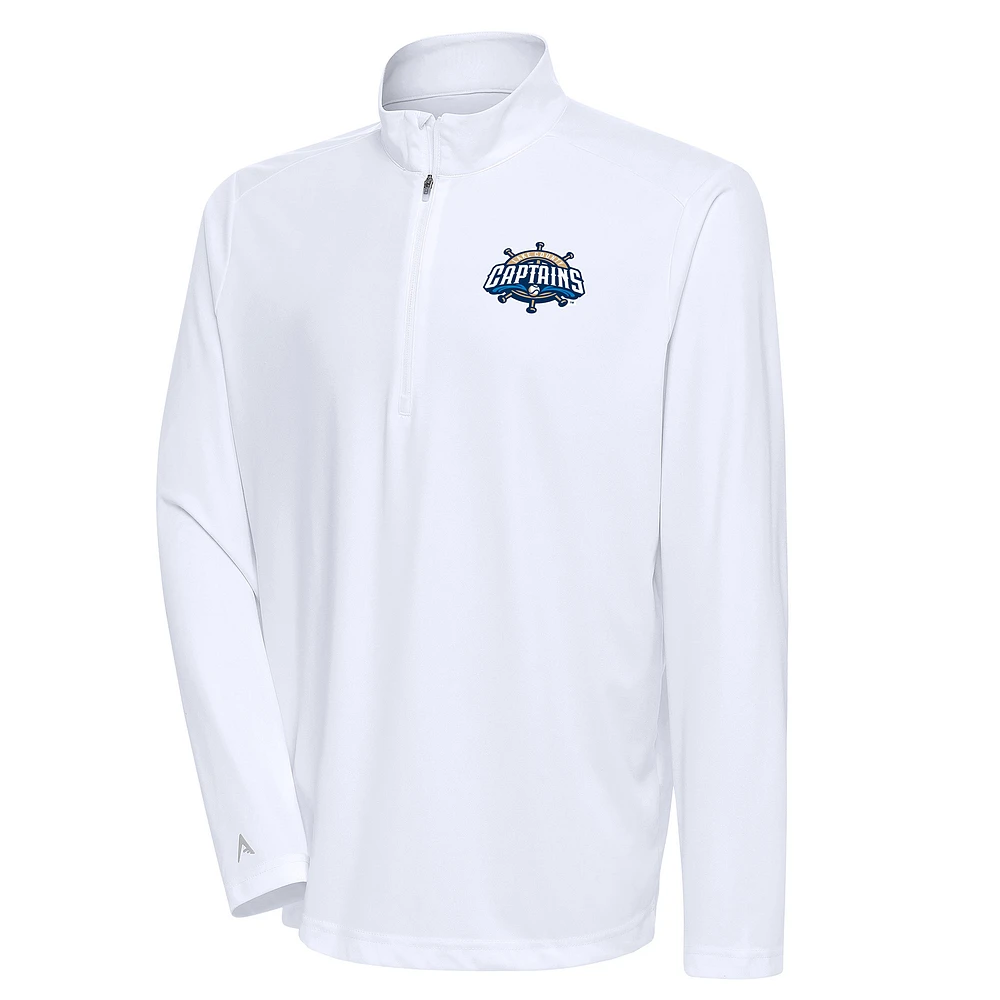 Men's Antigua White Lake County Captains Tribute Quarter-Zip Pullover Top