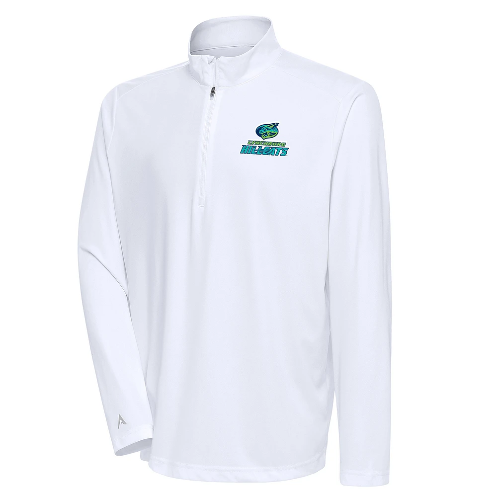Men's Antigua White Lynchburg Hillcats Tribute Quarter-Zip Pullover Top