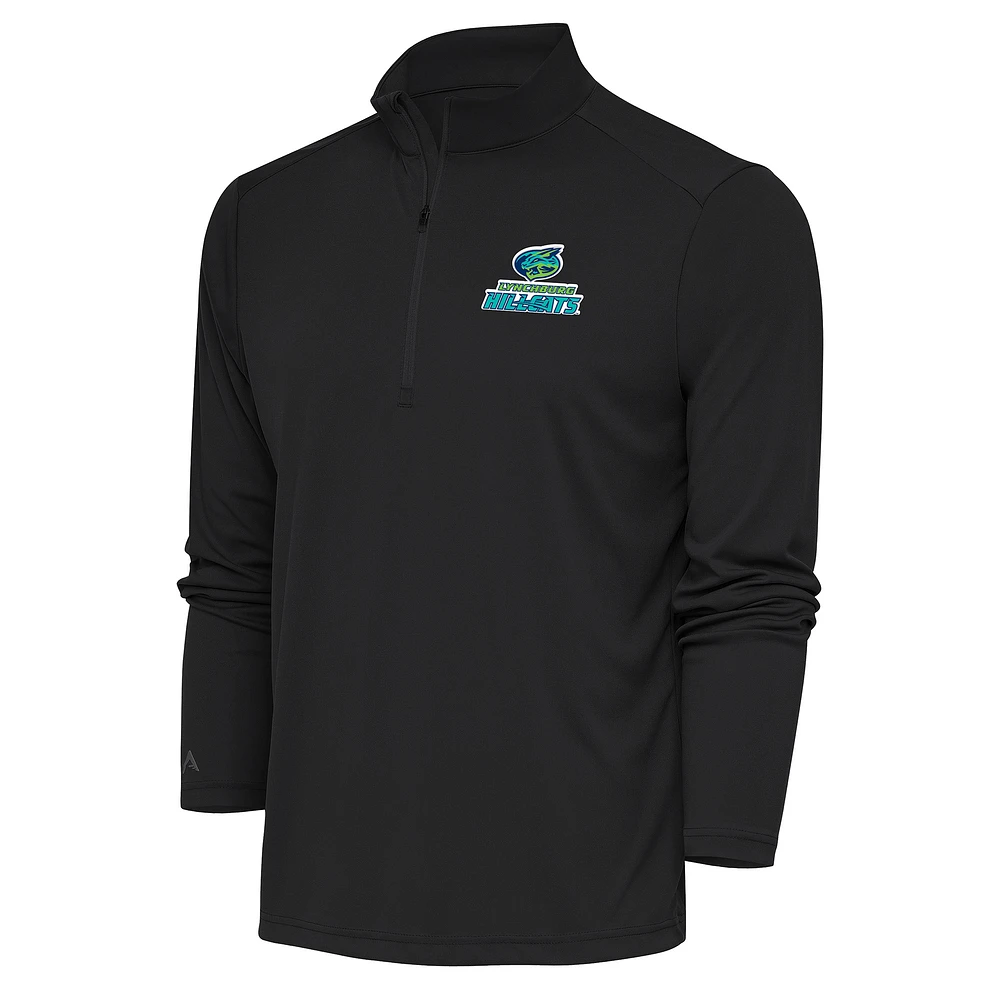 Men's Antigua Charcoal Lynchburg Hillcats Tribute Quarter-Zip Pullover Top