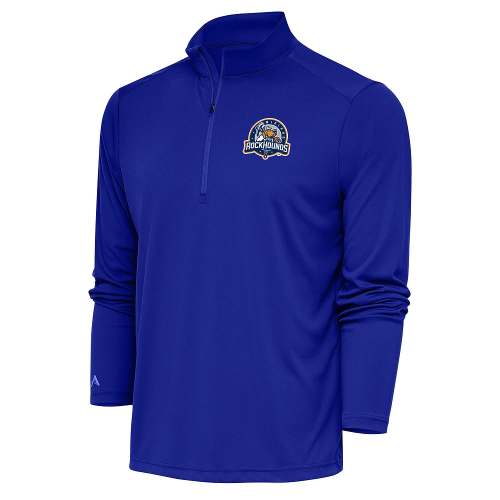 Men's Antigua Royal Midland Rockhounds Tribute Quarter-Zip Pullover Top
