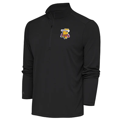 Men's Antigua Charcoal Mississippi Braves Tribute Quarter-Zip Pullover Top