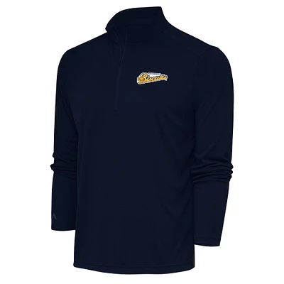 Men's Antigua Navy Montgomery Biscuits Tribute Quarter-Zip Pullover Top