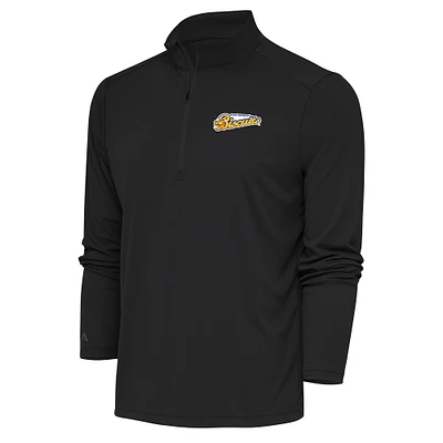 Men's Antigua Charcoal Montgomery Biscuits Tribute Quarter-Zip Pullover Top