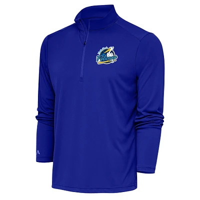 Men's Antigua Royal Myrtle Beach Pelicans Tribute Quarter-Zip Pullover Top