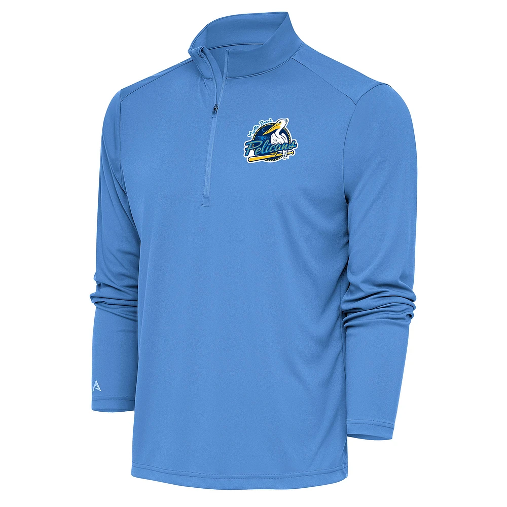 Men's Antigua Powder Blue Myrtle Beach Pelicans Tribute Quarter-Zip Pullover Top