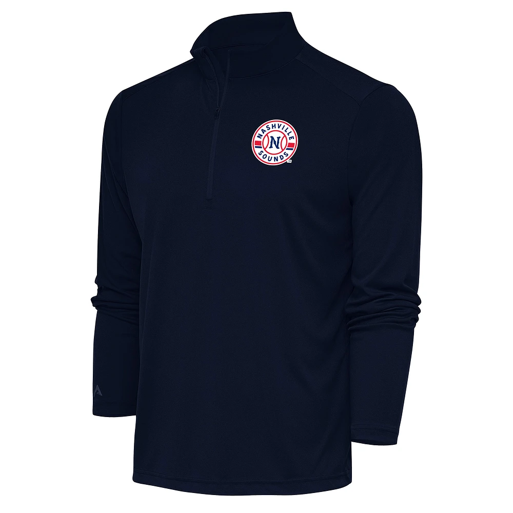 Men's Antigua Navy Nashville Sounds Tribute Quarter-Zip Pullover Top