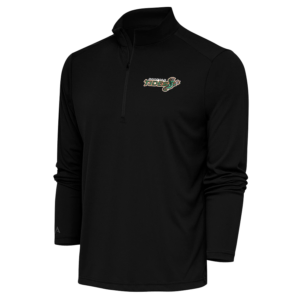 Men's Antigua Norfolk Tides Tribute Quarter-Zip Pullover Top