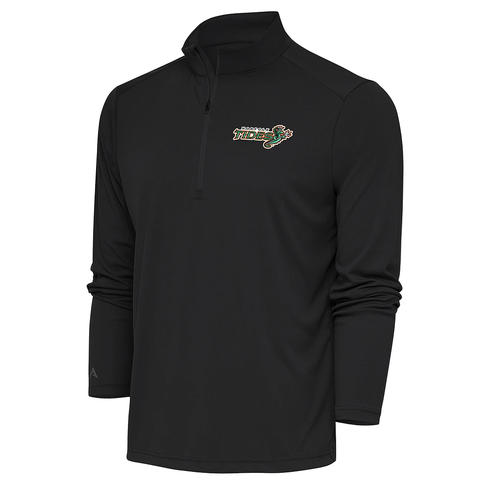 Men's Antigua Charcoal Norfolk Tides Tribute Quarter-Zip Pullover Top