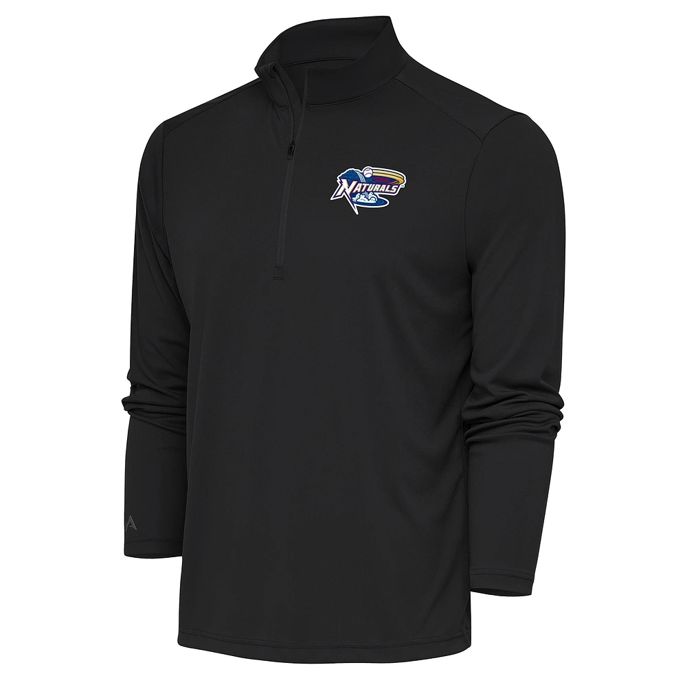 Men's Antigua Charcoal Northwest Arkansas Naturals Tribute Quarter-Zip Pullover Top