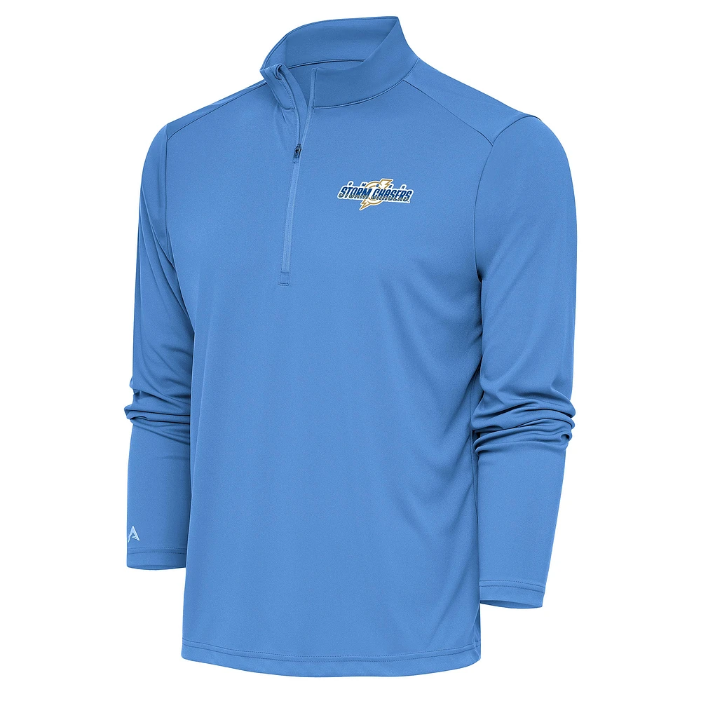 Men's Antigua Powder Blue Omaha Storm Chasers Tribute Quarter-Zip Pullover Top