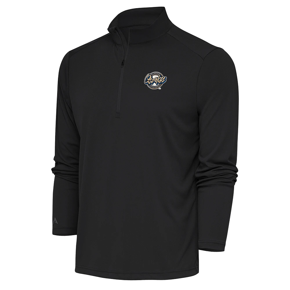 Men's Antigua Charcoal Rancho Cucamonga Quakes Tribute Quarter-Zip Pullover Top