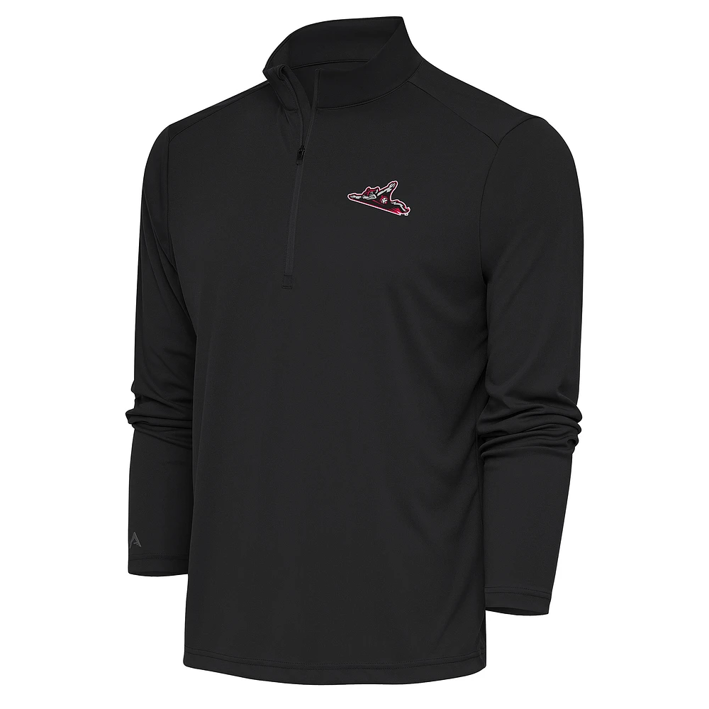 Men's Antigua Charcoal Richmond Flying Squirrels Tribute Quarter-Zip Pullover Top