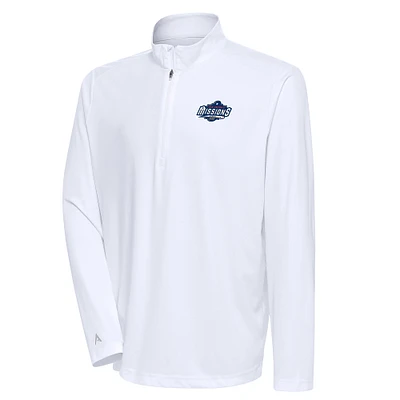 Men's Antigua White San Antonio Missions Tribute Quarter-Zip Pullover Top