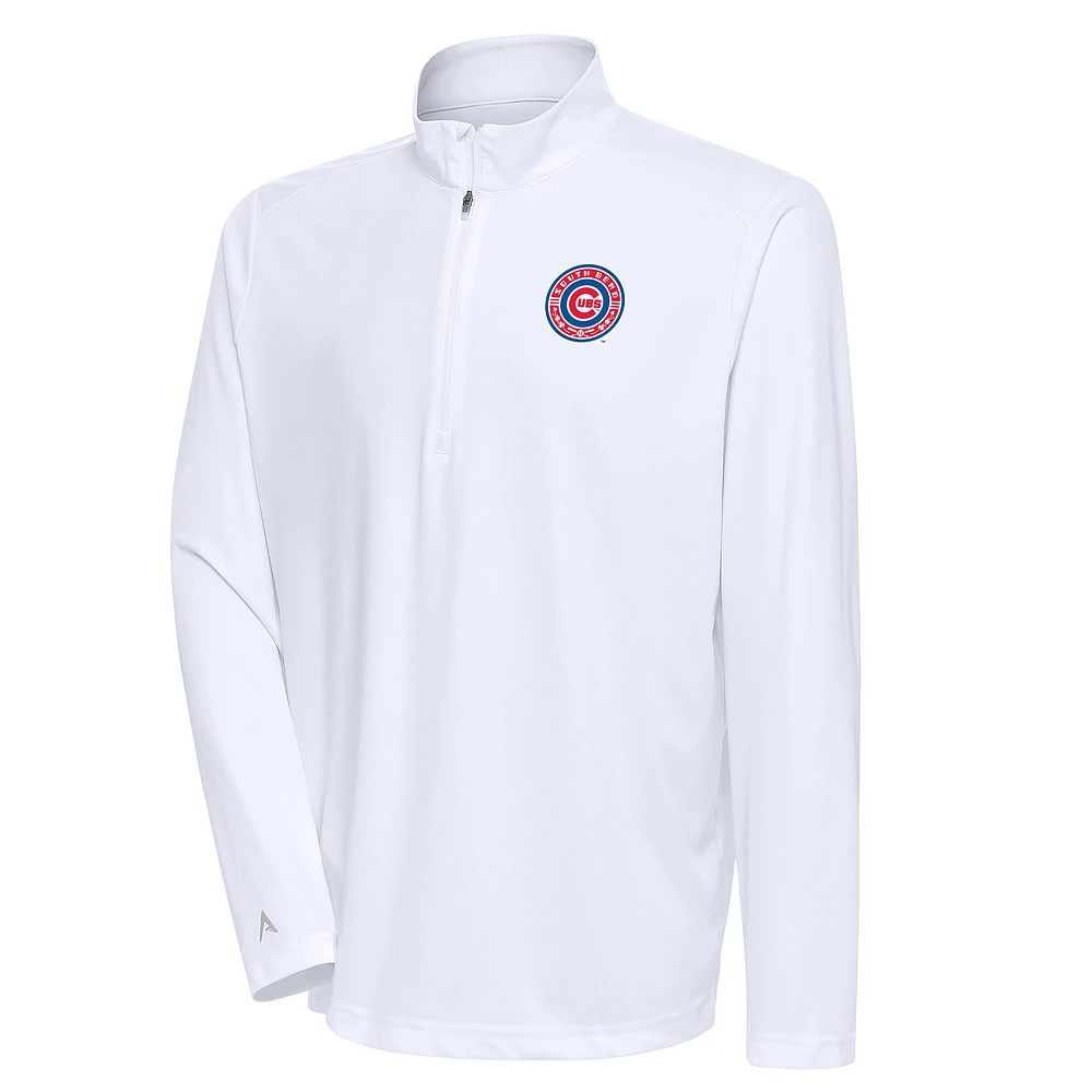 Men's Antigua White South Bend Cubs Tribute Quarter-Zip Pullover Top