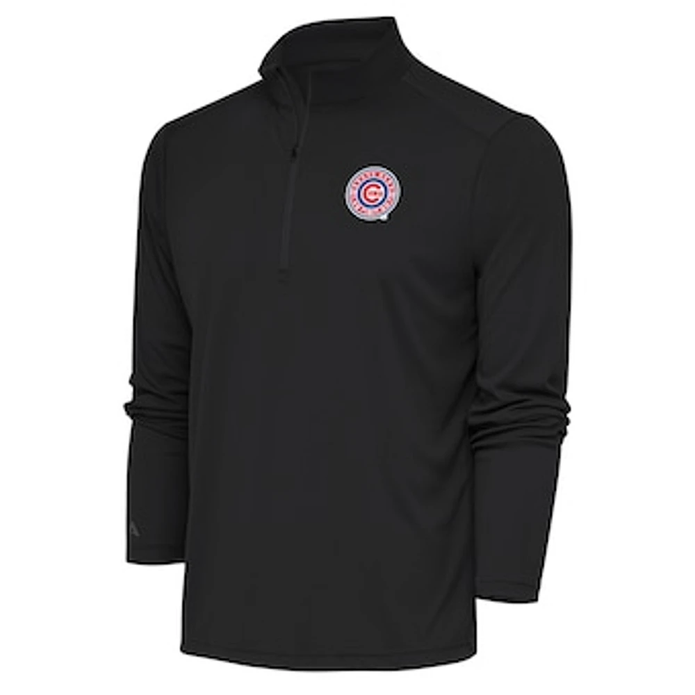 Men's Antigua Charcoal South Bend Cubs Tribute Quarter-Zip Pullover Top
