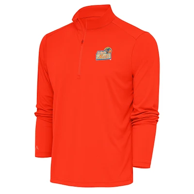 Men's Antigua Orange St. Lucie Mets Tribute Quarter-Zip Pullover Top