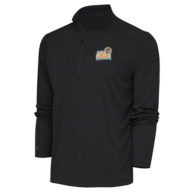Men's Antigua Charcoal St. Lucie Mets Tribute Quarter-Zip Pullover Top