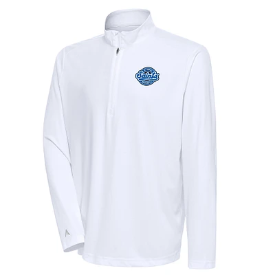Men's Antigua White St. Paul Saints Tribute Quarter-Zip Pullover Top