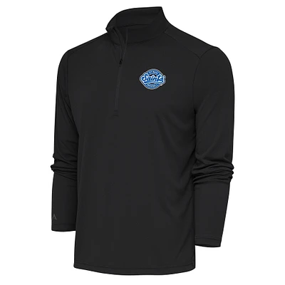 Men's Antigua Charcoal St. Paul Saints Tribute Quarter-Zip Pullover Top