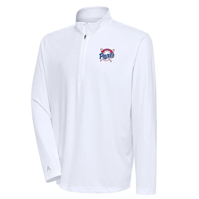 Men's Antigua White Stockton Ports Tribute Quarter-Zip Pullover Top