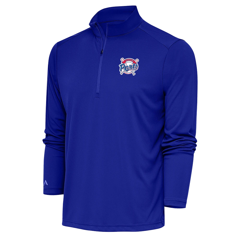 Men's Antigua Royal Stockton Ports Tribute Quarter-Zip Pullover Top