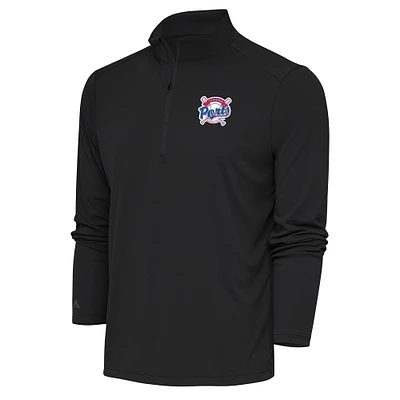 Men's Antigua  Charcoal Stockton Ports Tribute Quarter-Zip Pullover Top