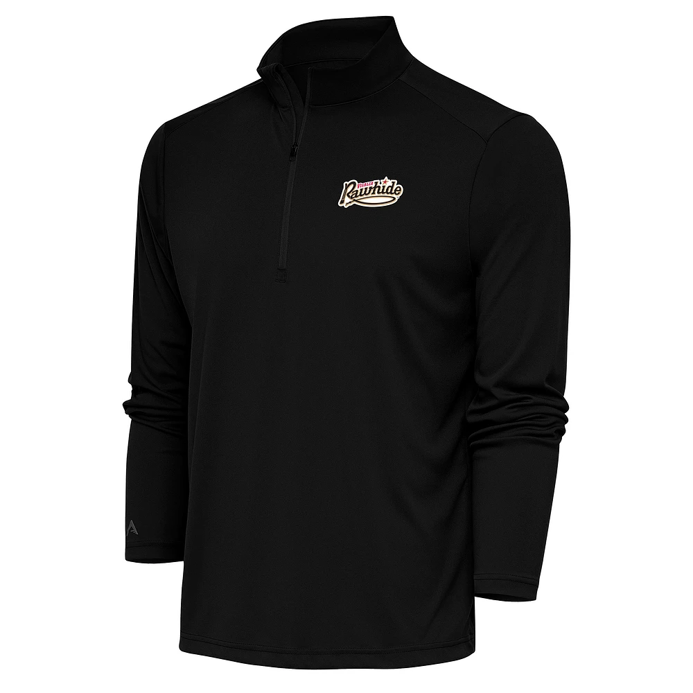 Men's Antigua Black Visalia Rawhide Tribute Quarter-Zip Pullover Top