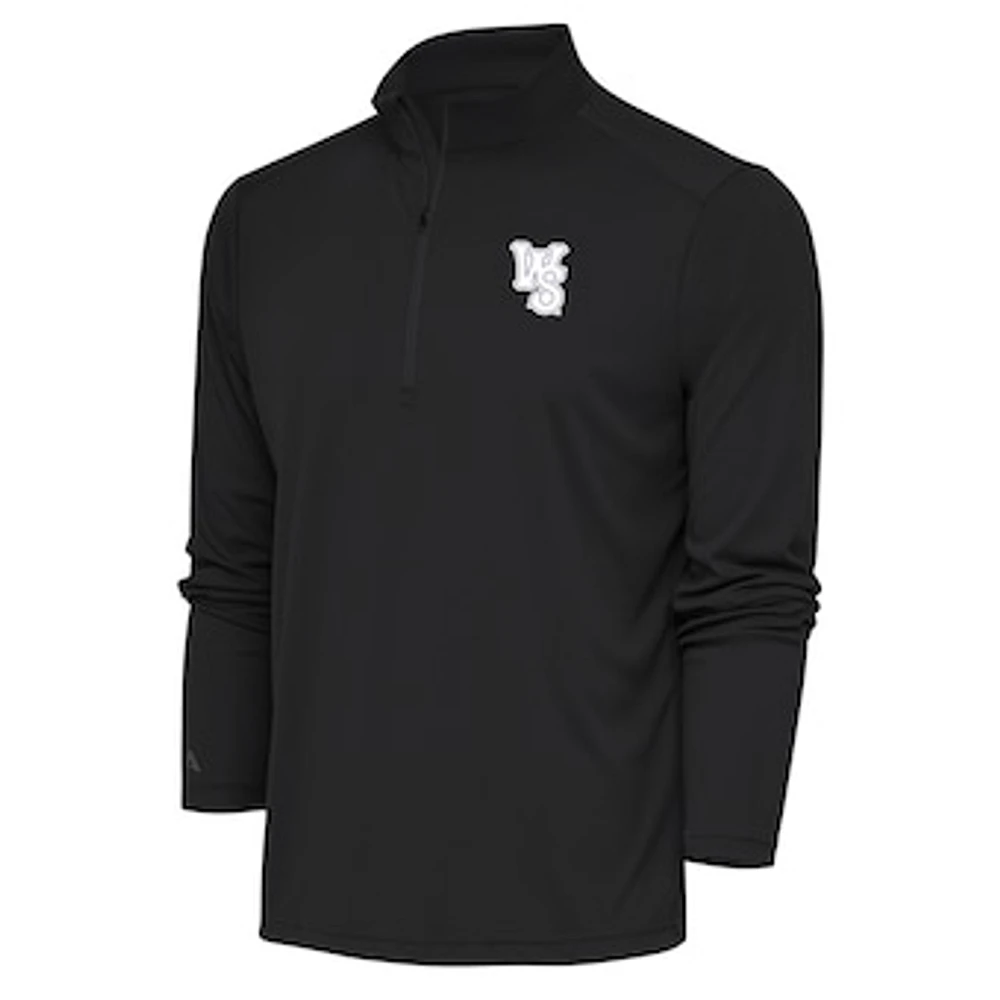 Men's Antigua Charcoal Winston-Salem Dash Tribute Quarter-Zip Pullover Top