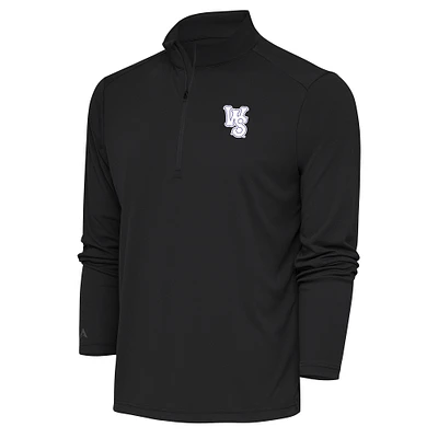 Men's Antigua Charcoal Winston-Salem Dash Tribute Quarter-Zip Pullover Top