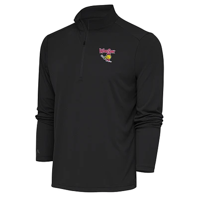 Men's Antigua Charcoal Worcester Red Sox Tribute Quarter-Zip Pullover Top