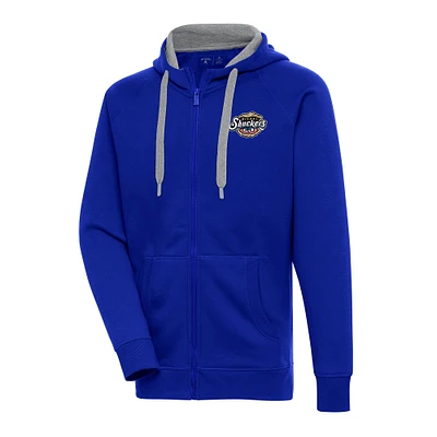 Men's Antigua Royal Biloxi Shuckers Victory Full-Zip Hoodie