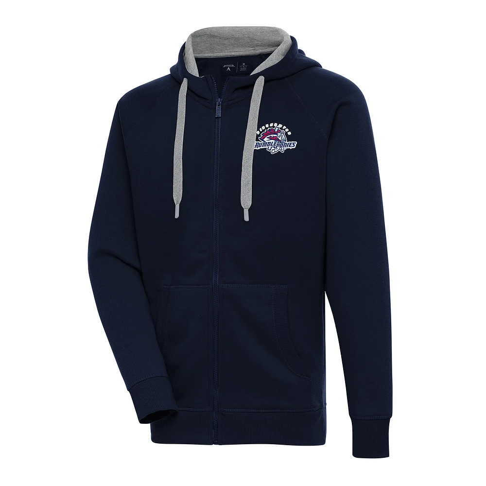 Men's Antigua Navy Binghamton Rumble Ponies Victory Full-Zip Hoodie