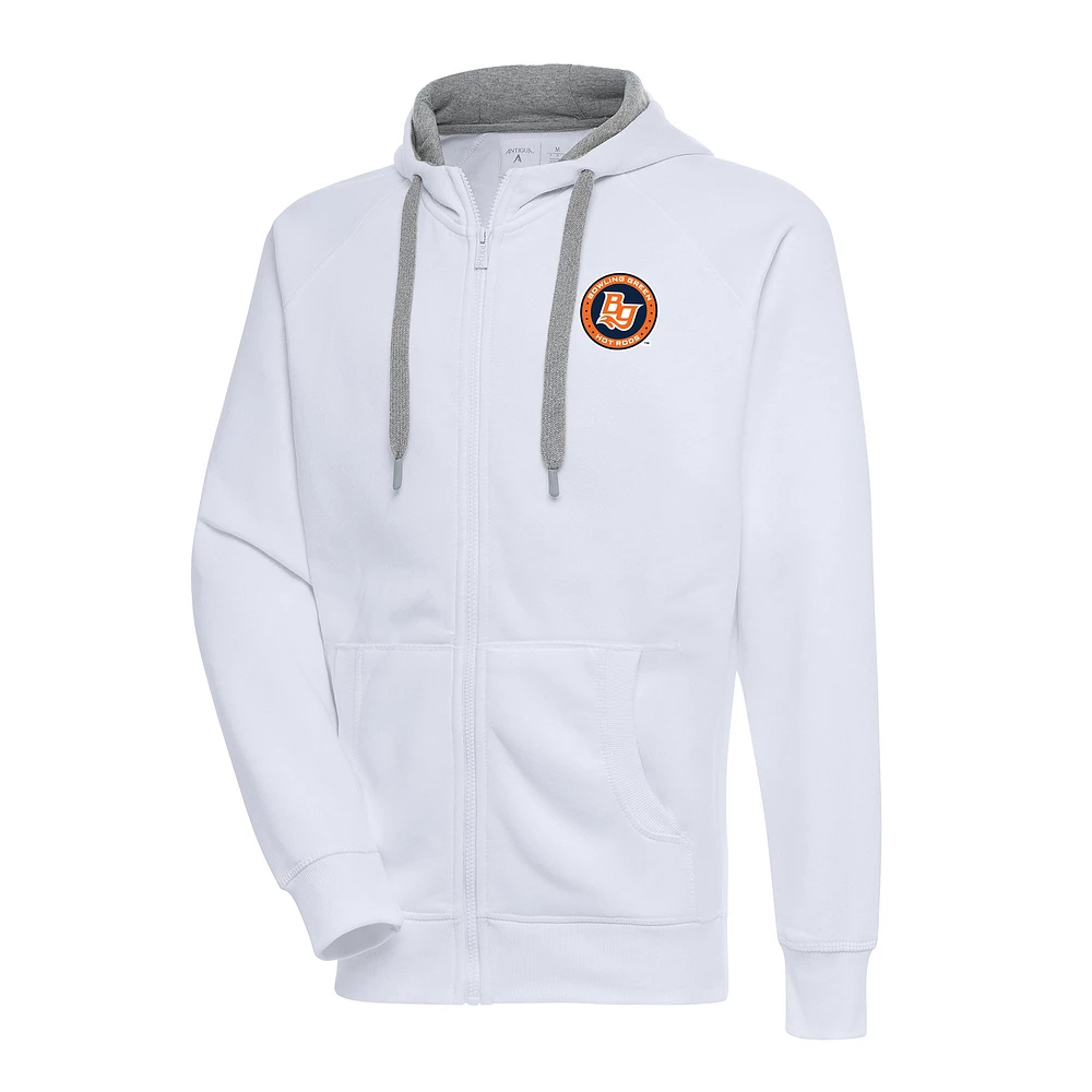 Men's Antigua White Bowling Green Hot Rods Victory Full-Zip Hoodie